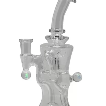 Iridescent Glass : 8″ Gilcycler w/ Double Opal – Clear - Ejuicewarehouse