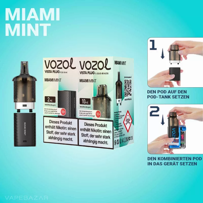 Vozol Vista Plug – Miami Mint Prefilled Pod - Pod Kit; La Fume; 850 mAh - Image 2