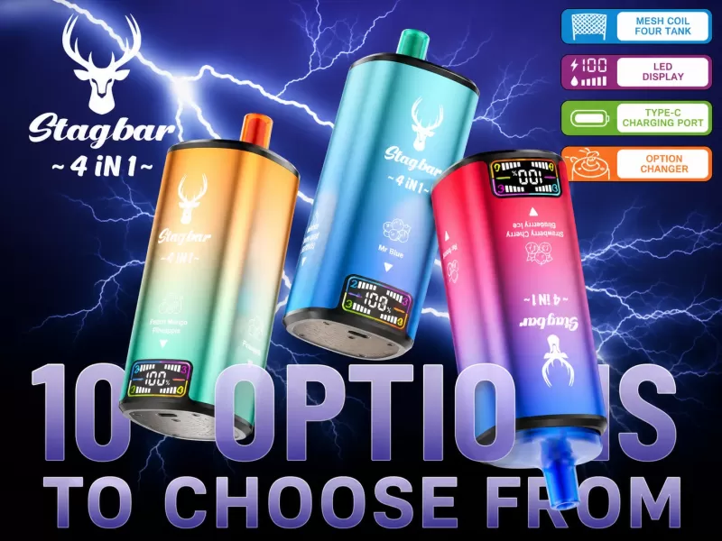 Stag Bar 4-in-1 80K | quad option 48ml mega LCD screen bulk disposable vape wholesale - Aiviouvapes
