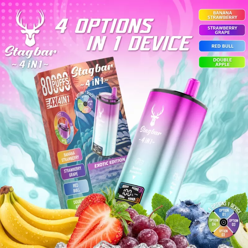 Stag Bar 4-in-1 80K | quad option 48ml mega LCD screen bulk disposable vape wholesale - Aiviouvapes - Image 2