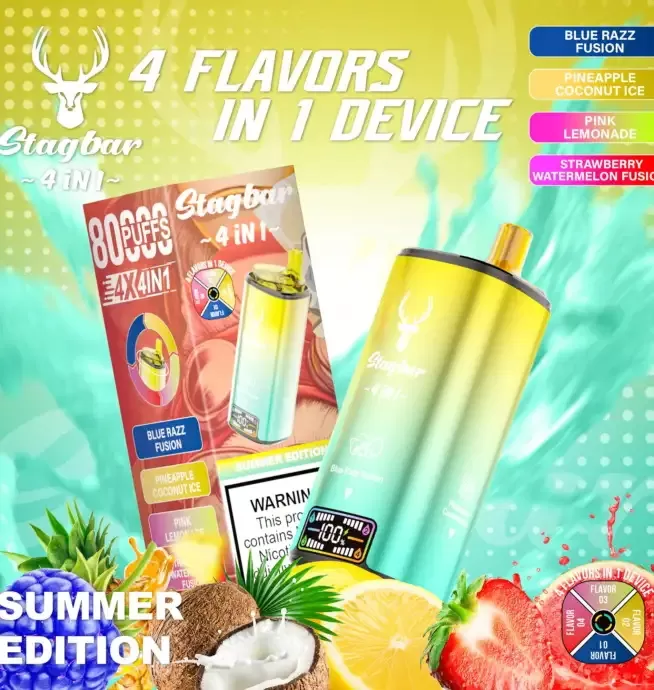 Stag Bar 4-in-1 80K | quad option 48ml mega LCD screen bulk disposable vape wholesale - Aiviouvapes - Image 3