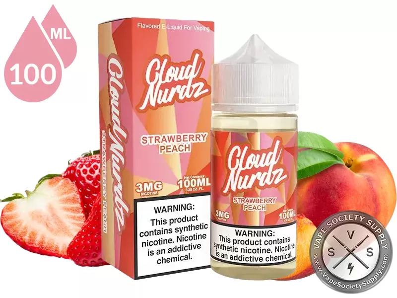 Strawberry Peach by Cloud Nurdz 100ml - Vape Product, Vape Product