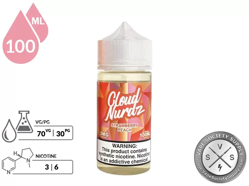 Strawberry Peach by Cloud Nurdz 100ml - Vape Product, Vape Product - Image 2