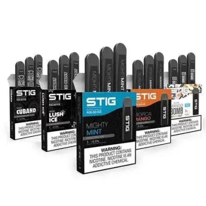 STIG Disposable Pod Device – Salt Nicotine Vape (1.2ml / 6% Nic) - FLAVOR#ICED PURPLE BOMB>CUBANO>MIGHTY MINT>SUMMER STRAWBERRY>TROPICAL MANGO>CRISP APPLE>LUSH ICE~Offers#1 Box (10Pcs) (30DD6F)