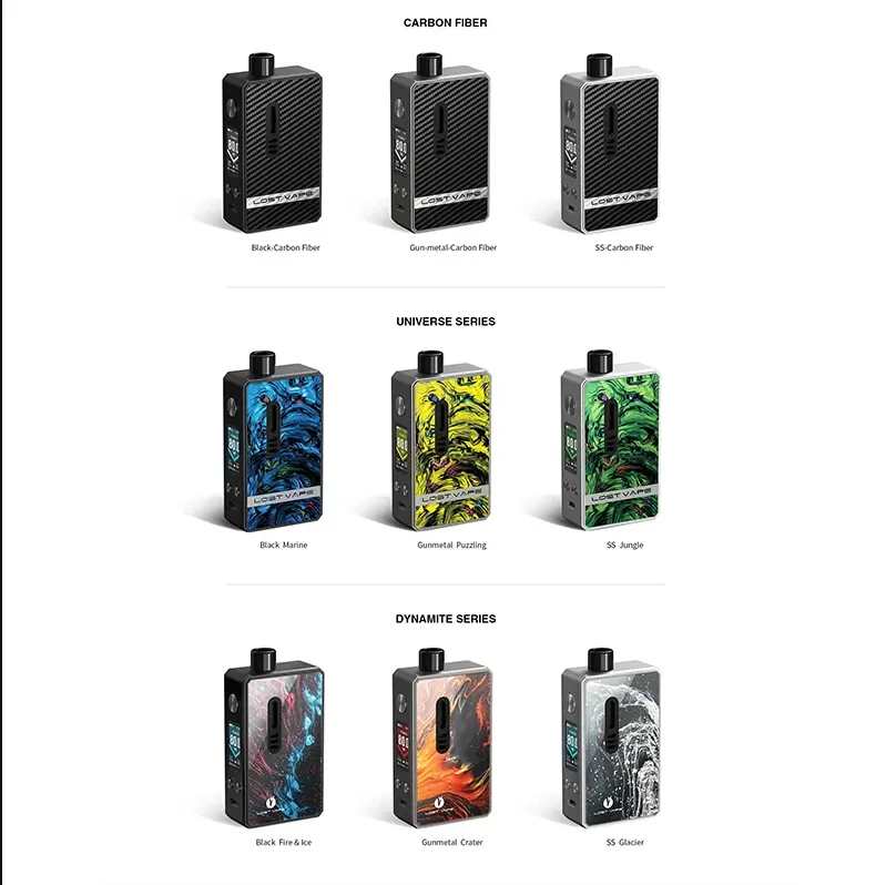 Lost Vape Gemini Hybrid Pod Mod Kit 80W - SS-Carbon Fiber - Image 2