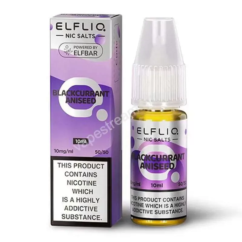 ELFBAR ELFLIQ Blackcurrant Aniseed Nic Salt E-Liquid - Vapestreams Co