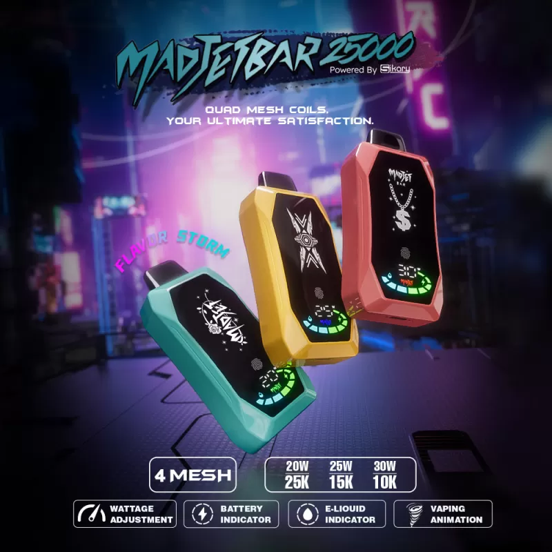 Madjetbar 25K Disposable Device Powered by Sikary – 25,000 Puffs - Sour Apple