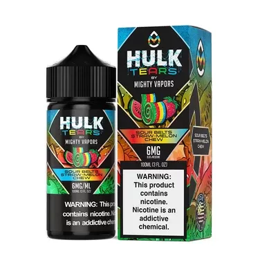 Sour Belts Straw Melon Chew by Mighty Vapors Hulk Tears E-Juice (100mL)(Freebase)