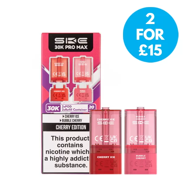 SKE Crystal 30k Pro Max 20mg (2%) Refill Pack - Vape Product; Berry Edition (Dual), Blue Edition (Dual)