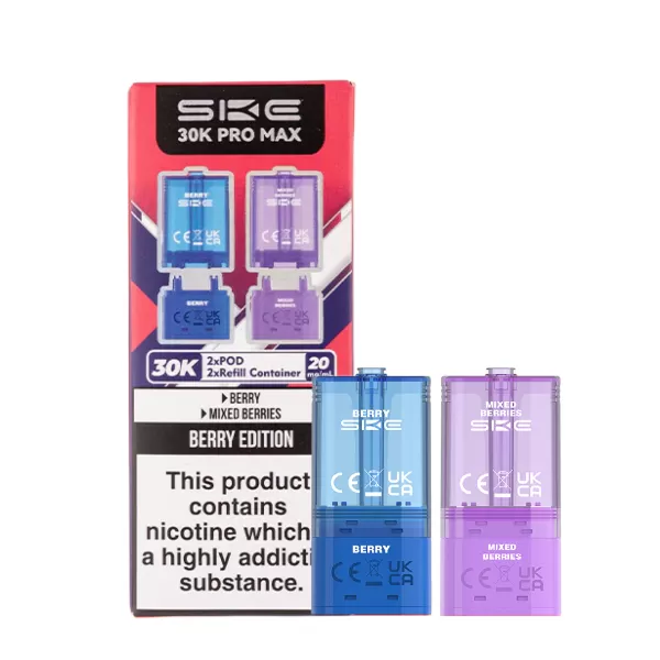 SKE Crystal 30k Pro Max 20mg (2%) Refill Pack - Vape Product; Berry Edition (Dual), Blue Edition (Dual) - Image 3
