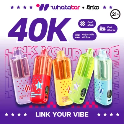 whatabar linko 40K Puff Disposable Device - 40,000 Puffs - Apple Peach 🆕