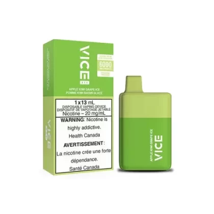 Vice Box Rechargeable Disposable Vape – 6000 Puffs – Apple Kiwi Grape Ice