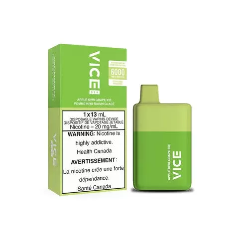 Vice Box Rechargeable Disposable Vape – 6000 Puffs – Apple Kiwi Grape Ice