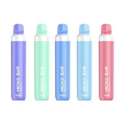 VEIIK Micko Bar Disposable Vape 1500 Puffs - Flavor#Watermelon Ice>Energy Ice>Blueberry Ice>Grape Ice>Cool Mint