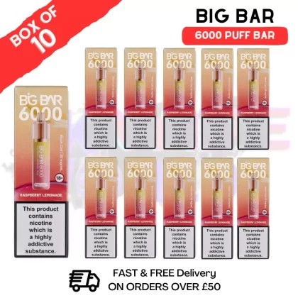 Raspberry Lemonade Feoba PRO 6000 Puff 6K Box Of 10