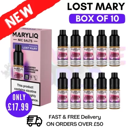 Blueberry Watermelon Lemonade MaryLiq Nic Salt BOX OF 10