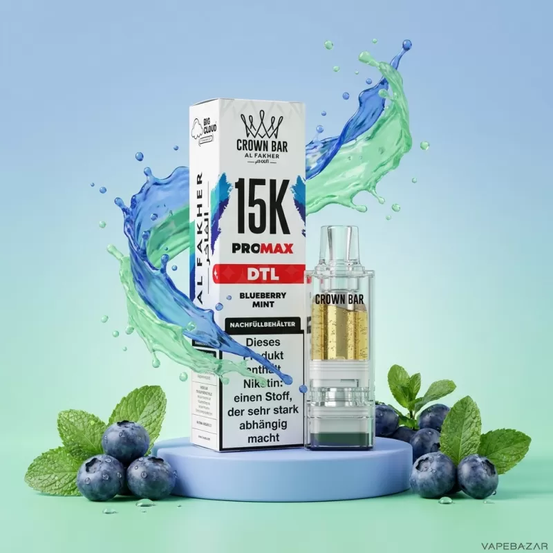 Al Fakher Pods Crown Bar 15K Pro Max – DTL 6mg – Blueberry Mint