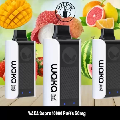 WAKA Sopro 10000 Puffs 50mg Disposable Vape - Vape Product, BOX OF 10 PCS; Apple Surge, Grape Apple