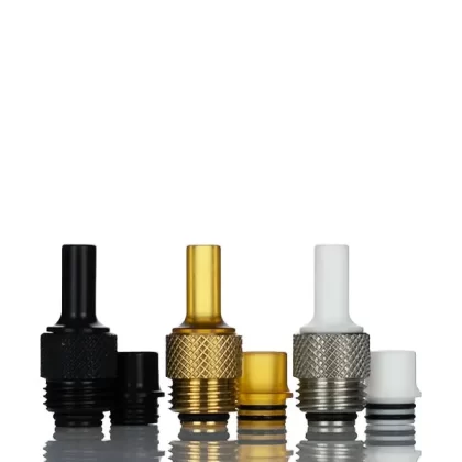 VaporDNA Knurled Integrated Fast Nut 510 Adapter and Drip Tip Set - Black Delrin