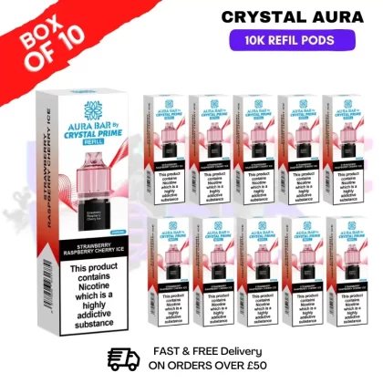 Strawberry Raspberry Cherry Ice Crystal Prime 10K Refil Pods Box Of 10