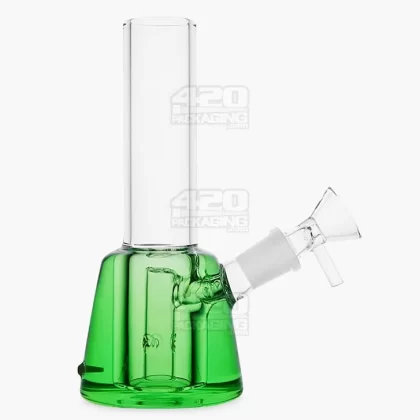 Glycerin Filled Mini Straight Neck Water Pipe w/ Ice Catcher | 6.25in Long – Glass – Green
