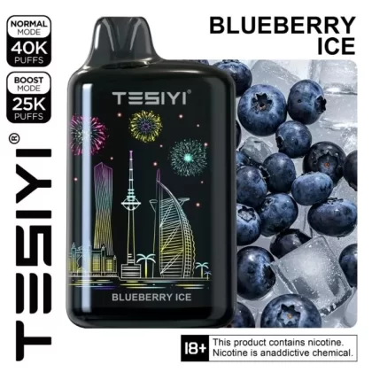 Tesiyi Ultra Max Rechargeable Disposable Vape (40,000 Puffs) - Blueberry Mint / 50 mg