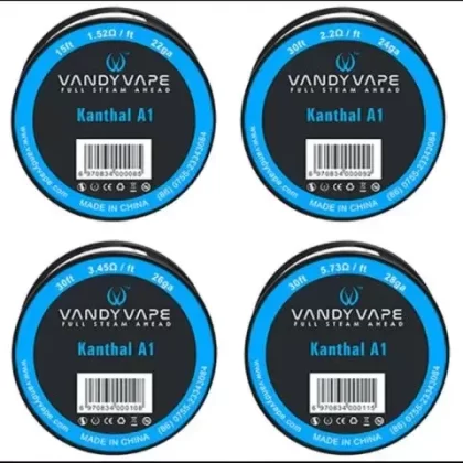 Vandy Vape Kanthal A1 Wire - resistance#22g 1.52ohm/ft – 15ft spool>24g 2.2ohm/ft – 30ft spool>26g 3.45ohm/ft – 30 ft spool>28g 5.73ohm/ft – 30ft spool>40g 96.3ohm/ft – 100ft spool