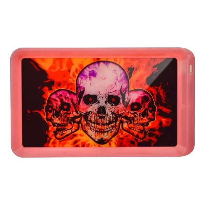 LED Rolling Tray – 10in - Design#Bob Marley>Skull