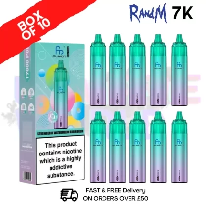 Strawberry Raspberry Bubblegum RandM 7000 Puff T7000 Box Of 10