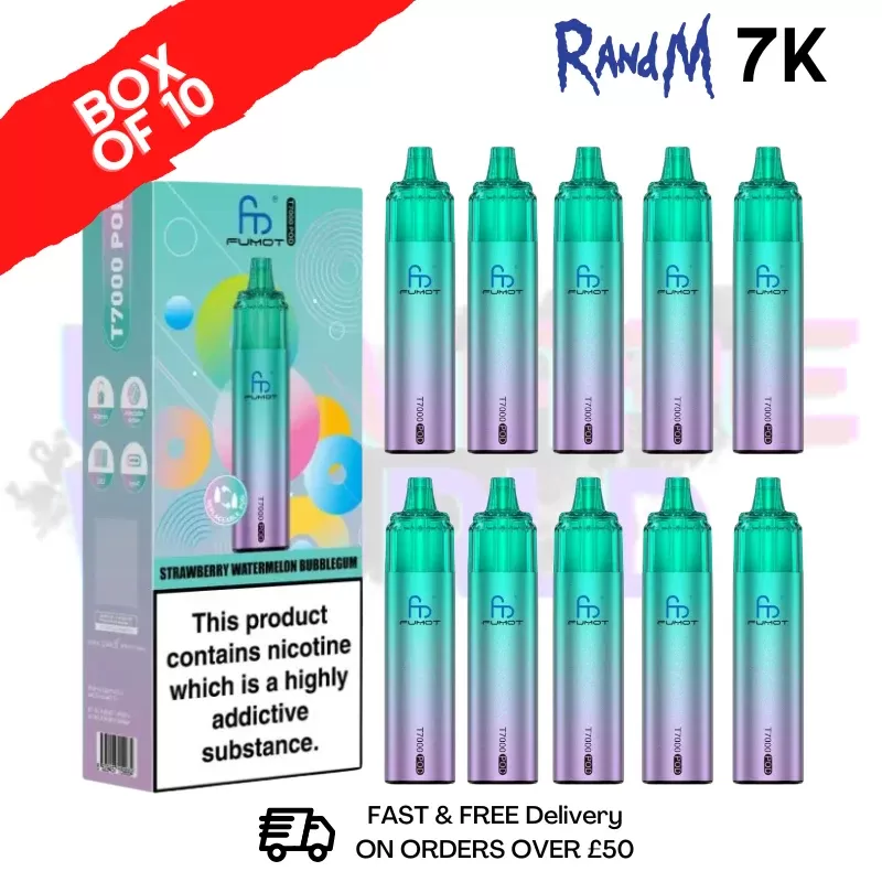 Strawberry Raspberry Bubblegum RandM 7000 Puff T7000 Box Of 10