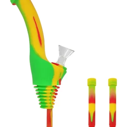Universal Traveler Water Bottle Pipe - Color#Rasta>Black Red>Pink Cream>Glow Green>Blue White Green>Translucent Orange