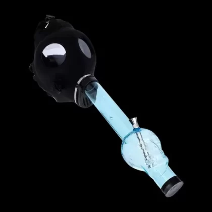 Silicone Gas Mask Bong – Acrylic Skull Tube – Black