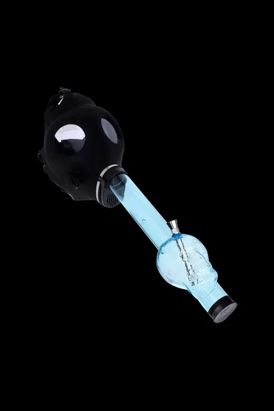 Silicone Gas Mask Bong – Acrylic Skull Tube – Black
