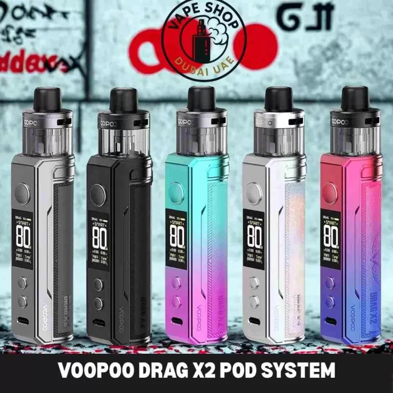 VOOPOO DRAG X2 Pod System Kit in Dubai - Colorful Silver, Grey Metal