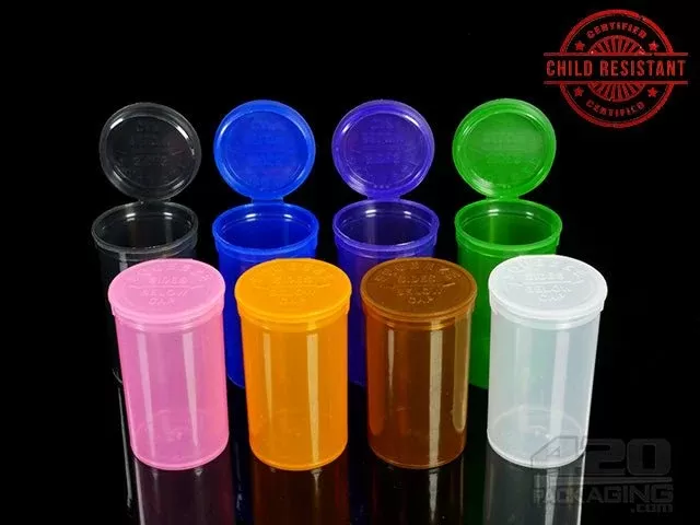 Squeezetops® PST19 Transparent Mix Child Resistant Containers 900/Box