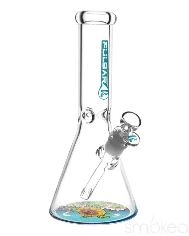 Pulsar 10″ Psychedelic Turtle Beaker Bong