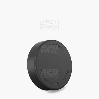 POLLEN GEAR | Flush V2 Child Resistant Smooth Push Down & Turn Plastic Universal Caps w/ Foil Liner | 48mm – Black – 120 Count