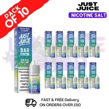 Sour Blue Razz Lime Just Juice Nic Salt Box Of 10 – ONLY £17.99