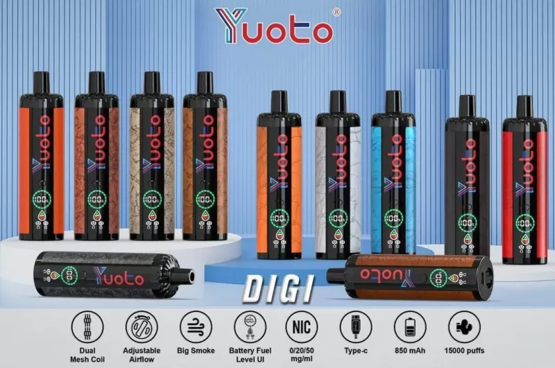 Yuoto Digi 15000 Puffs Disposable Device - flavor#Blueberry Hookah>Coke Ice>Grape Hookah>Blueberry Ice>Passion Fruit>Coconut Melon>Mint Ice>Energy Drink>Mango Ice>Water Melon Ice>Watermelon (8526E7)