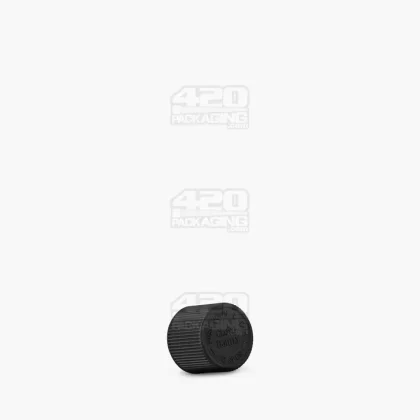 Child Resistant | Ribbed Push Down & Turn Plastic PCR Caps w/ Foam Liner | 18mm – Matte Black – 400 Count