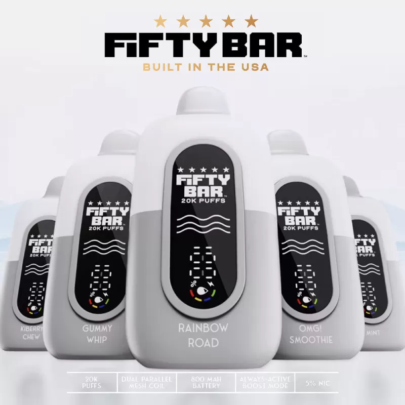 FIFTY BAR "White Series" 20K Puff Powered By BEARD Vape Co. Disposable Device - 20000 Puffs