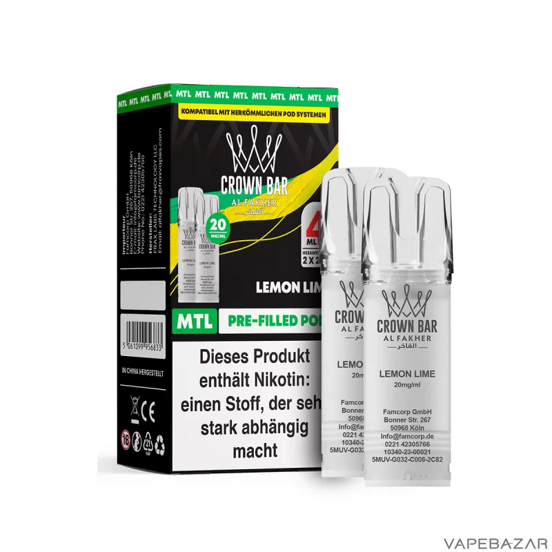 Al Fakher Pods Crown Bar 600 – MTL 20mg – Lemon Lime - Zitrone / Limette - Image 2