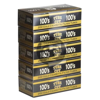 Gambler Tube Cut Filter Tubes 100 mm Gold (Light) 5 Cartons of 200
