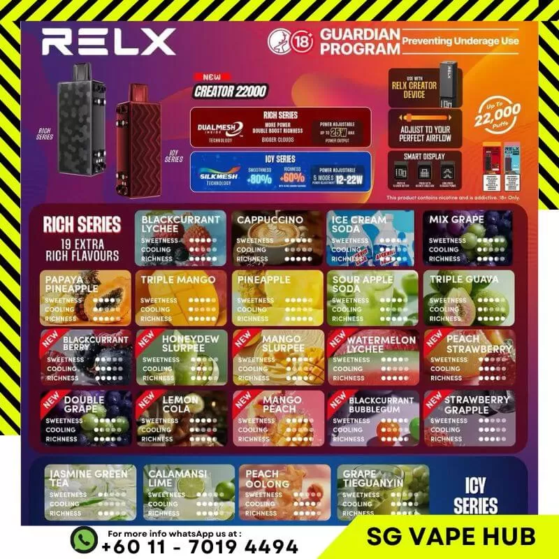 RELX CREATOR 22,000 Puffs - Starter Kit (Kit + Cartridge) / Triple Guava - Image 2