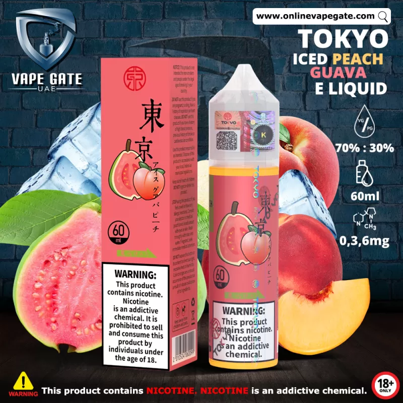 Tokyo Iced Guava Peach E Liquid - 6 mg / 60 ml