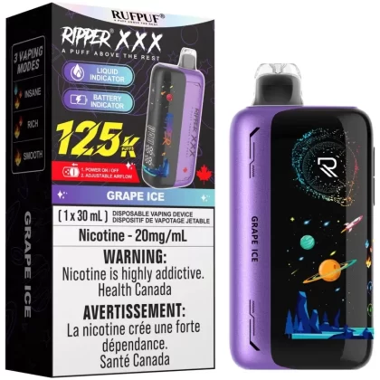 RUFPUF RIPPER XXX 125K Disposable Vape – Grape Ice
