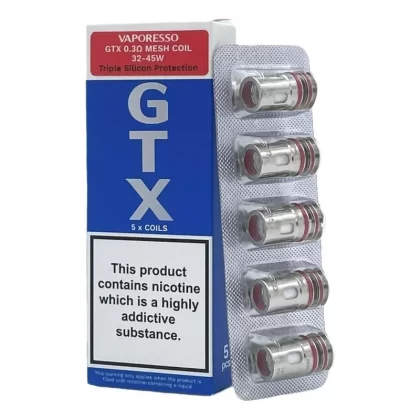 Vaporesso GTX Coils - Resistance#GTX 0.15ohm>GTX 0.2ohm>GTX 0.3ohm>GTX 0.4ohm>GTX 0.6ohm>GTX 0.8ohm>GTX 1.2ohmSingle>Pack