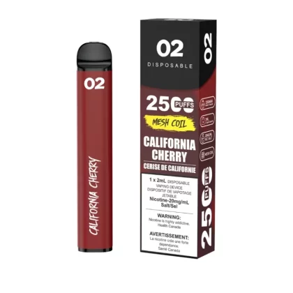 O2 2500 Puffs Disposable Vape – California Cherry