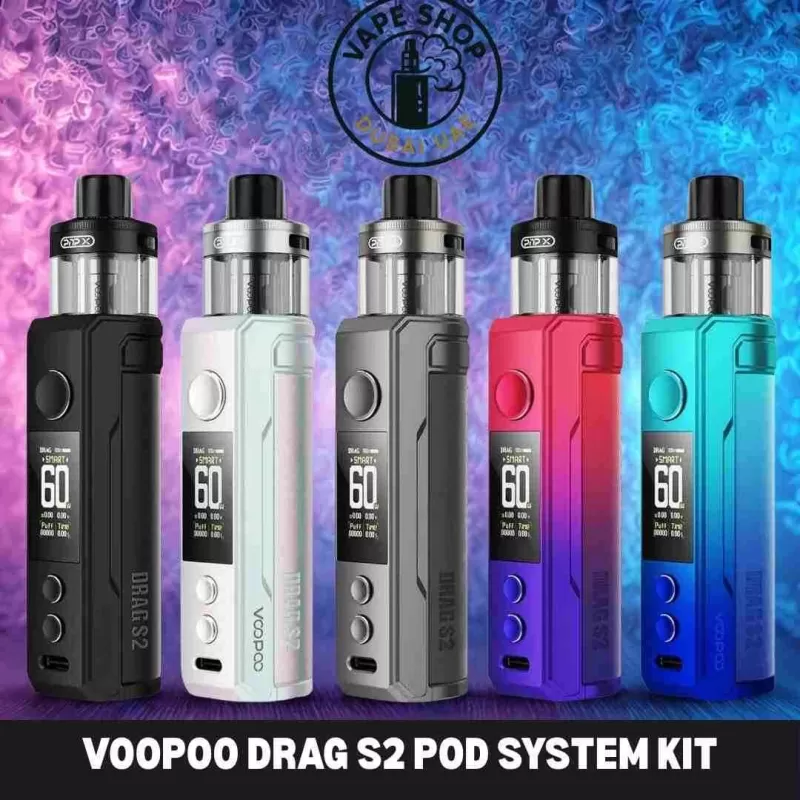 VOOPOO Drag S2 Pod System Kit in Dubai - Colorful Silver, Gray Metal