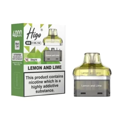 Higo BB 4000 Puffs Prefilled Pods - Box of 10 - Lemon Lime Huba (New) - 10 Pack